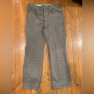 Kmart Green Orange Plaid Polyester Pants 70s 33